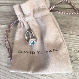 David Yurman diamond/blue topaz ring. Size 7